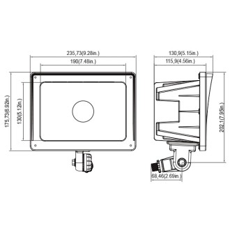 Series-4 Heavy Duty 35W or 65W LED Outdoor Security Flood Light Fixture with 1/2" Threaded Knuckle Mount, UL-Listed & DLC-Qualified, Daylight 5000K