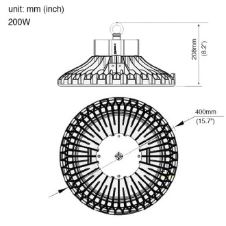 150W/200W LED Round Pendant UFO High Bay Light Fixture, UL-Listed, Daylight 5000K