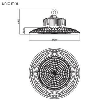 150W LED Round Pendant UFO High Bay Light Fixture, UL-Listed, Daylight 5000K