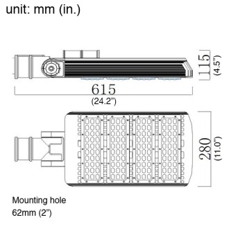 Series-D 200W LED Street Light with Swivel Mounting Arm, UL-Listed, Daylight 5500K