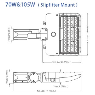 Series-E 105W LED Parking Lot Low Profile Dimmable Shoebox Area Security Light, UL-Listed & DLC-Qualified, Daylight 5000K