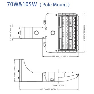 Series-E 105W LED Parking Lot Low Profile Dimmable Shoebox Area Security Light, UL-Listed & DLC-Qualified, Daylight 5000K