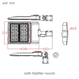 150W LED Parking Lot Low Profile Shoebox Area Security Light with Choice of Mounting Arm, ETL-Listed, Daylight 5000K