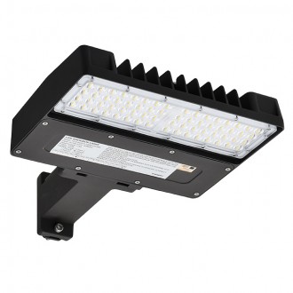 Series-F 100W LED Parking Lot Shoebox Area Security Light with Photo Control Receptacle and Slipfitter or Round Pole Mount Base, UL-Listed & DLC-Qualified, Daylight 5000K