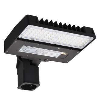 Series-F 100W LED Parking Lot Shoebox Area Security Light with Photo Control Receptacle and Slipfitter or Round Pole Mount Base, UL-Listed & DLC-Qualified, Daylight 5000K