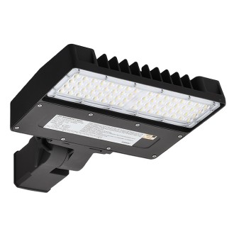 Series-F 100W LED Parking Lot Shoebox Area Security Light with Photo Control Receptacle and Slipfitter or Round Pole Mount Base, UL-Listed & DLC-Qualified, Daylight 5000K