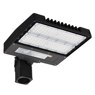 Series-F 240W LED Parking Lot Shoebox Area Security Light with Photo Control Receptacle and Slipfitter or Round Pole Mount Base, UL-Listed & DLC-Qualified, Daylight 5000K