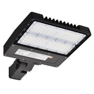 Series-F 240W LED Parking Lot Shoebox Area Security Light with Photo Control Receptacle and Slipfitter or Round Pole Mount Base, UL-Listed & DLC-Qualified, Daylight 5000K