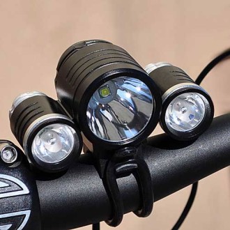 High Power 3-LED Bike Light with Push Button Switch, Battery Pack, & Charger