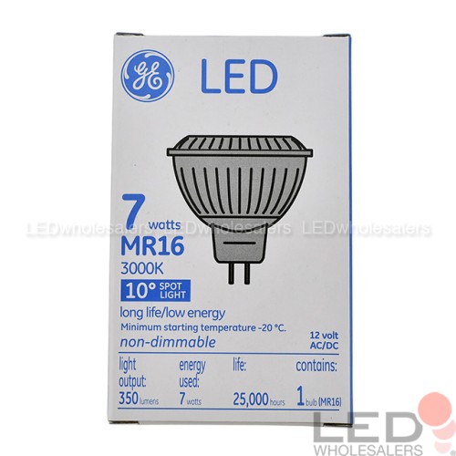 GE 7-Watt LED MR16 Spot Light Bulb with 10º Lens 12V AC/DC 3000K (6-Pack)