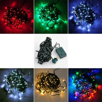 33-ft 100-LED Christmas Holiday Light String with Green Wire and Integrated Multifunction Controller