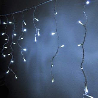 Linkable 16.4-ft 120-LED Christmas Holiday Icicle Lights with White Wire