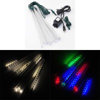 13.8-in 12-Tube Mini LED Snowfall Meteor Shower Falling Raindrop Cascading Light Set