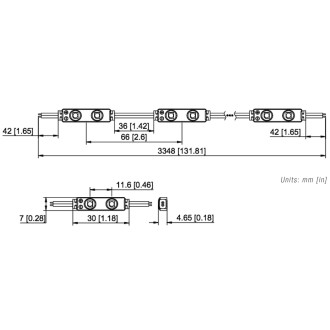 12V UL 10.9-ft String of 50 Water-Resistant Mini LED Modules, Each with 2xSMD3528