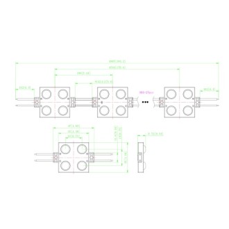 12V UL 16-ft String of 25 Water-Resistant High Output LED Modules, Each with 4xSMD2835